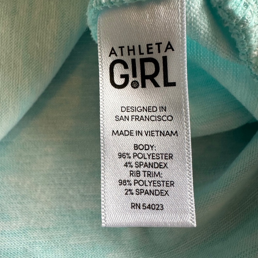 Athleta‎ Girl Hoodie Size L/12 Aqua Blue Pullover Sweatshirt Activewear - Picture 8 of 10